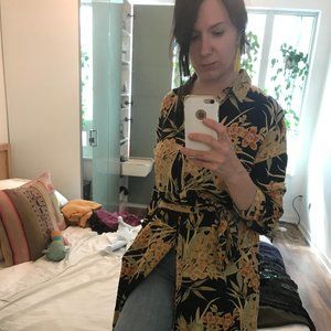 Zara Dark Floral Dress / Shirt with Pockets